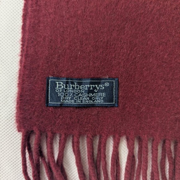 BURBERRY London Vintage Solid Knit 100% Cashmere Neck Warmer Maroon SCARF - Picture 3 of 6
